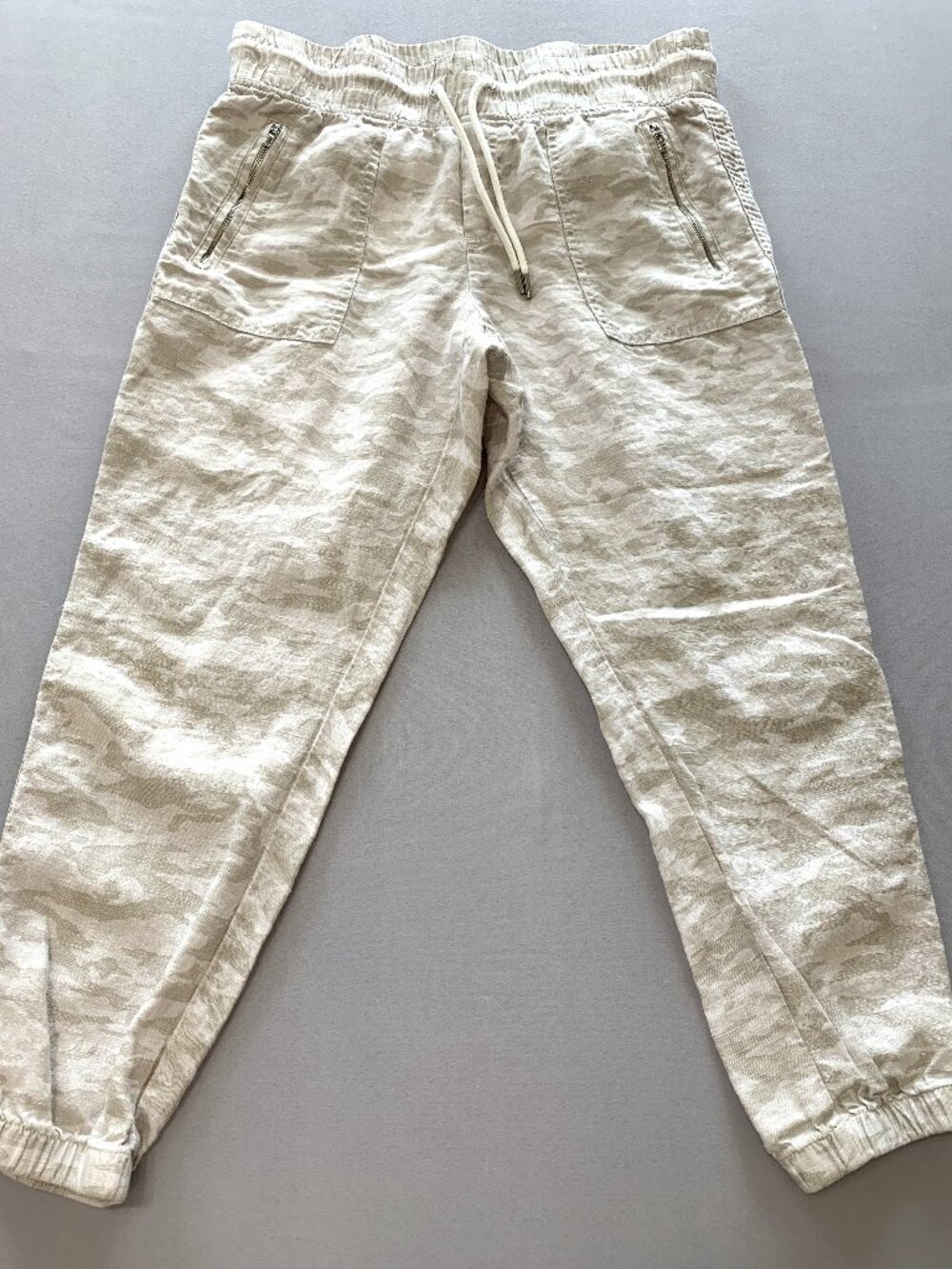 Athleta Cabo Tide Linen Jogger Women Camo Elastic Waist 100% Linen Size 10P
